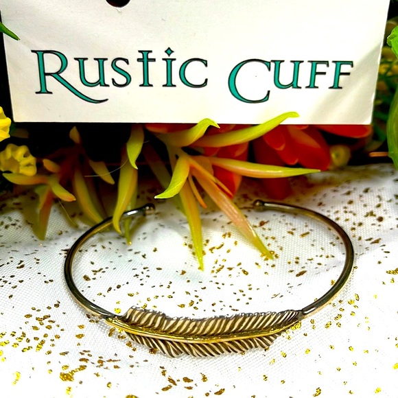 Collectible Rustic cuff bracelet bangle Feather sterling silver 925 tm vintage - Picture 2 of 8